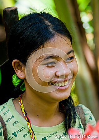 Portrait of a young girl Mentawai tribe. Editorial Stock Photo